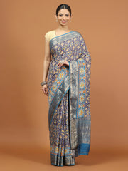 Patola Zari Border Printed Cotton Blend Woven Saree