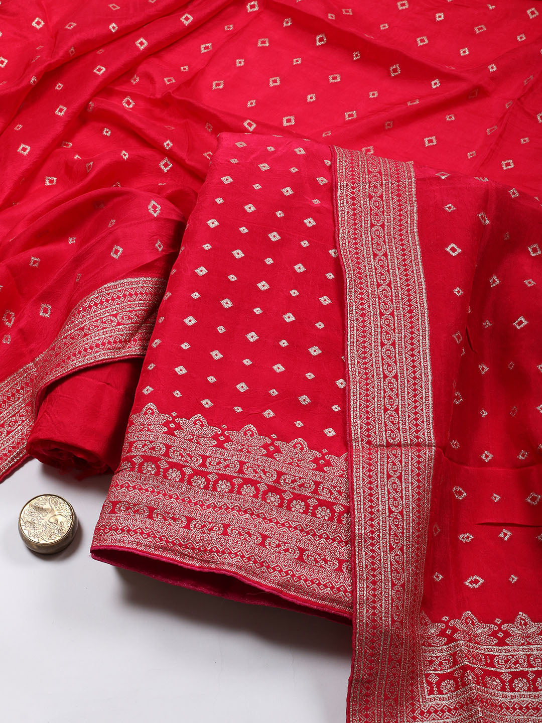 Woven Chanderi Unstitched Suit Piece With Dupatta