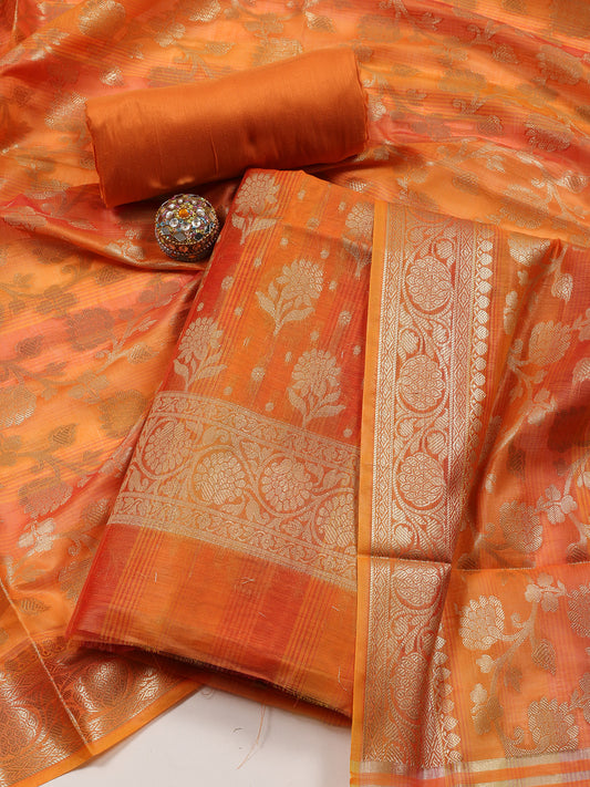 Woven Chanderi Unstitched Suit With Dupatta