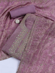 Neck Embroidered Tissue Unstitched Suit With Dupatta