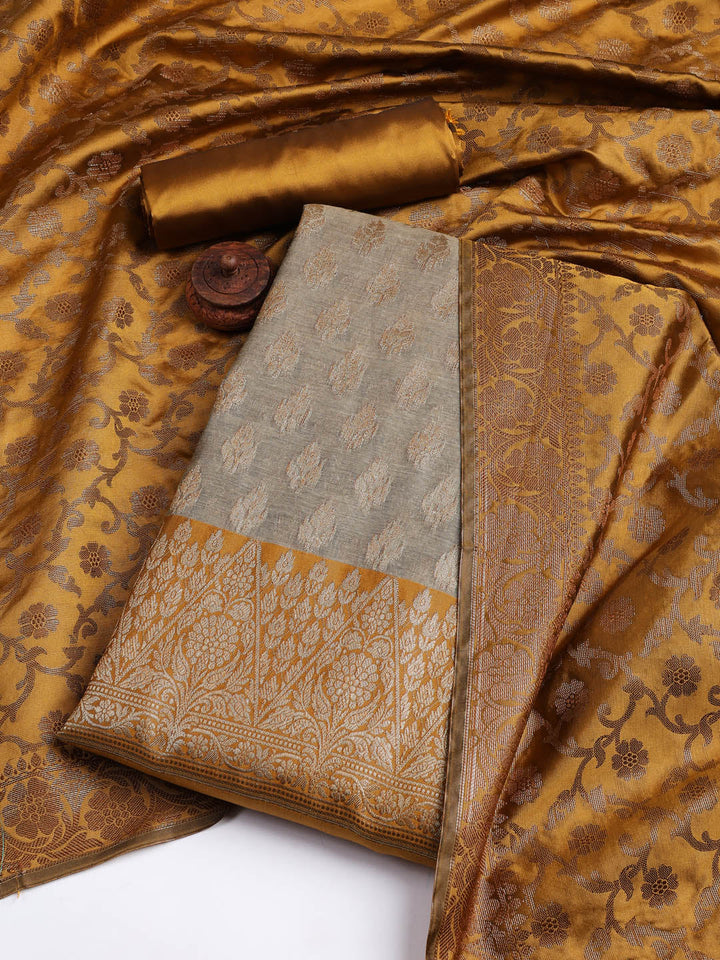 Woven Chanderi Unstitched Suit With Dupatta