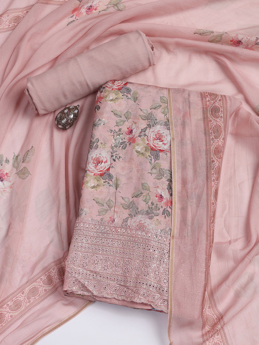 Printed Muslin Unstitched Suit With Dupatta