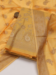 Woven Banarasi Chanderi Unstitched Suit With Dupatta