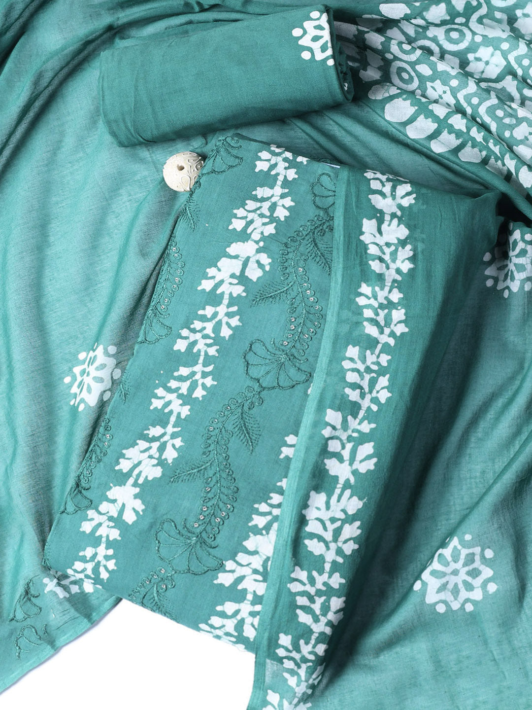 Printed Cotton Blend Unstitched Suit With Dupatta