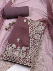 Embroidered Organza Unstitched Suit With Dupatta