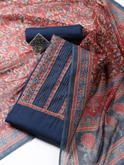 Printed Chanderi Unstitched Suit With Dupatta