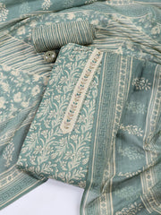 Neck Patti Cotton Blend Unstitched Suit With Dupatta