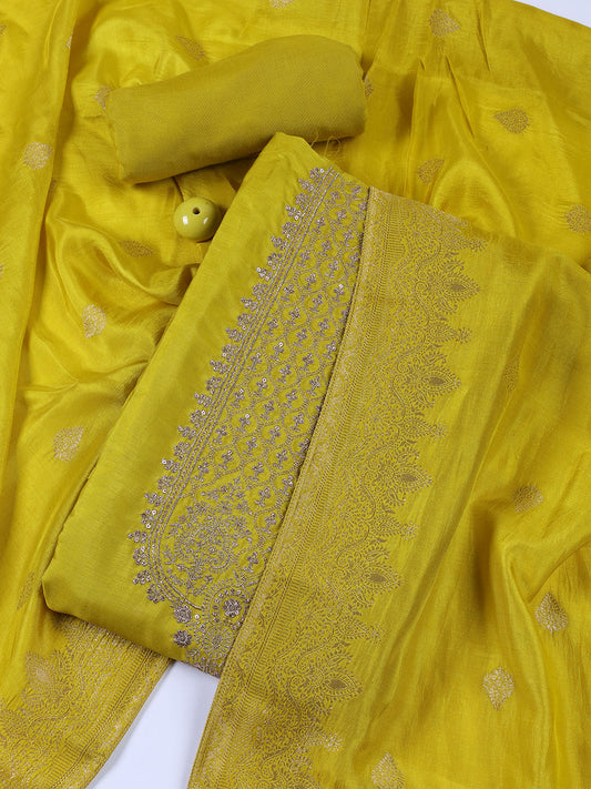 Woven Chanderi Unstitched Suit Piece With Dupatta