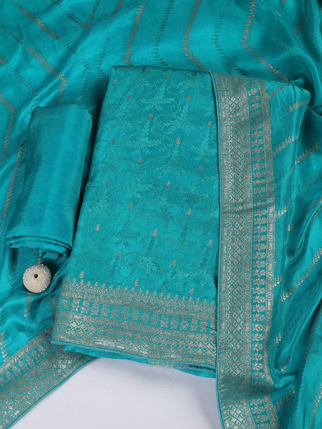 Embroidery Chanderi Unstitched Suit With Dupatta