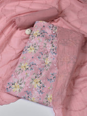 Printed Cotton Blend Unstitched Suit With Dupatta