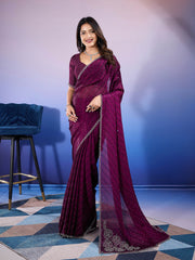 Stone Work Art Chiffon Saree