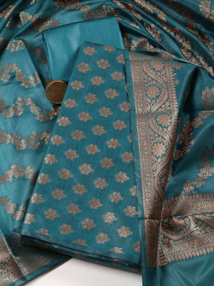 Woven Chanderi Unstitched Suit Piece With Dupatta