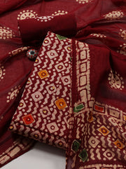 Printed Cotton Blend Unstitched Suit With Dupatta