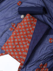 Printed Cotton Blend Unstitched Suit With Dupatta