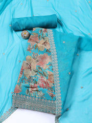 Neck Embroidered Tissue Unstitched Suit With Dupatta