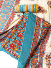 Printed Cotton Blend Unstitched Suit With Dupatta