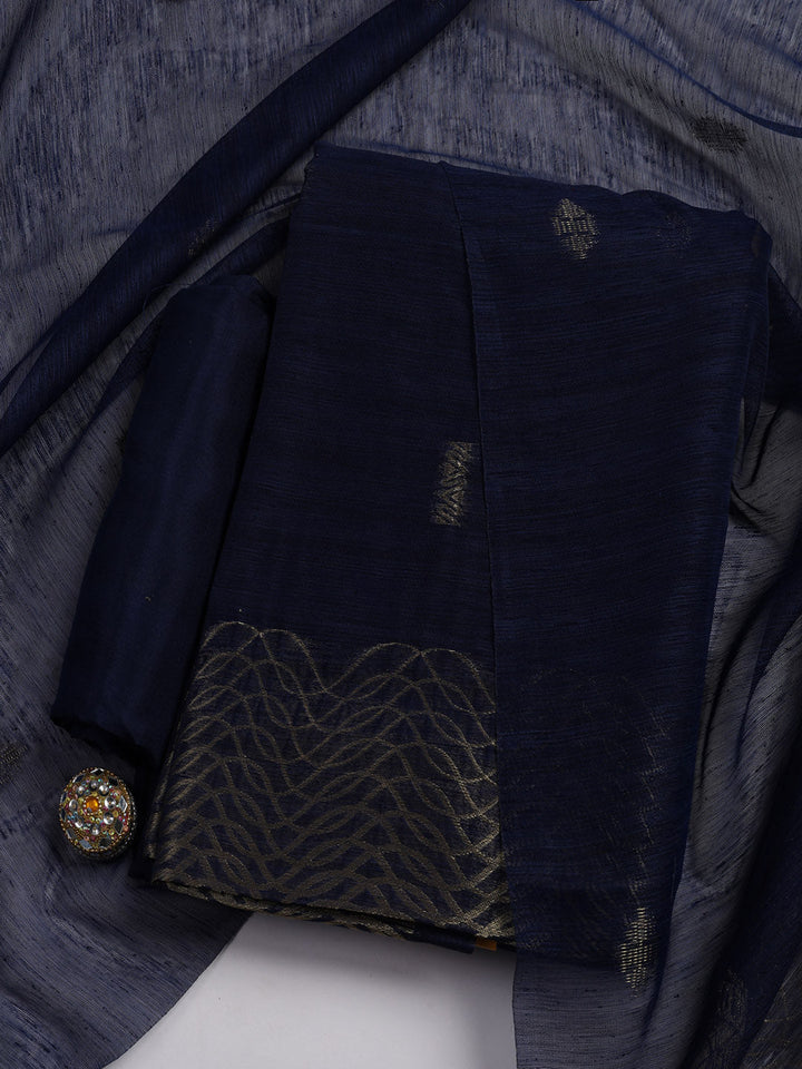 Woven Chanderi Unstitched Suit Piece With Dupatta