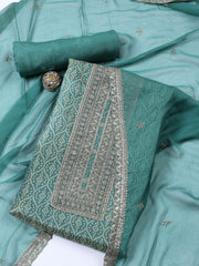 Neck Embroidered Tissue Unstitched Suit With Dupatta