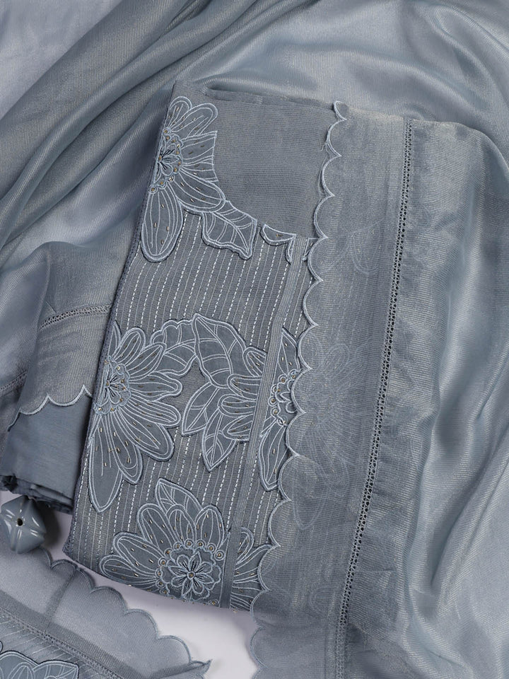 Embroidery Tissue Unstitched Suit With Dupatta