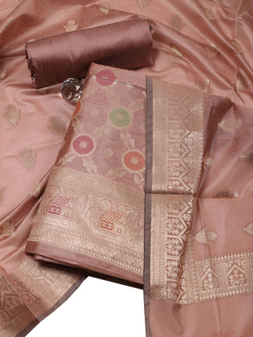 Woven Chanderi Unstitched Suit With Dupatta