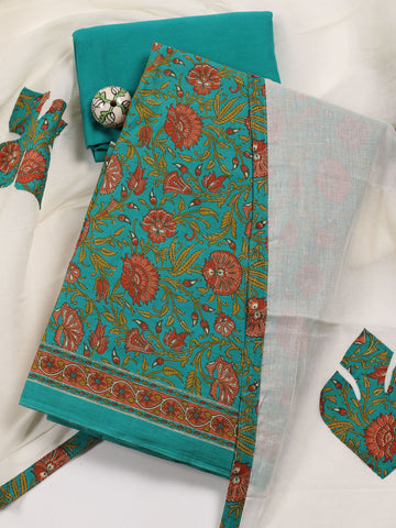 Printed Cotton Unstitched Suit With Dupatta