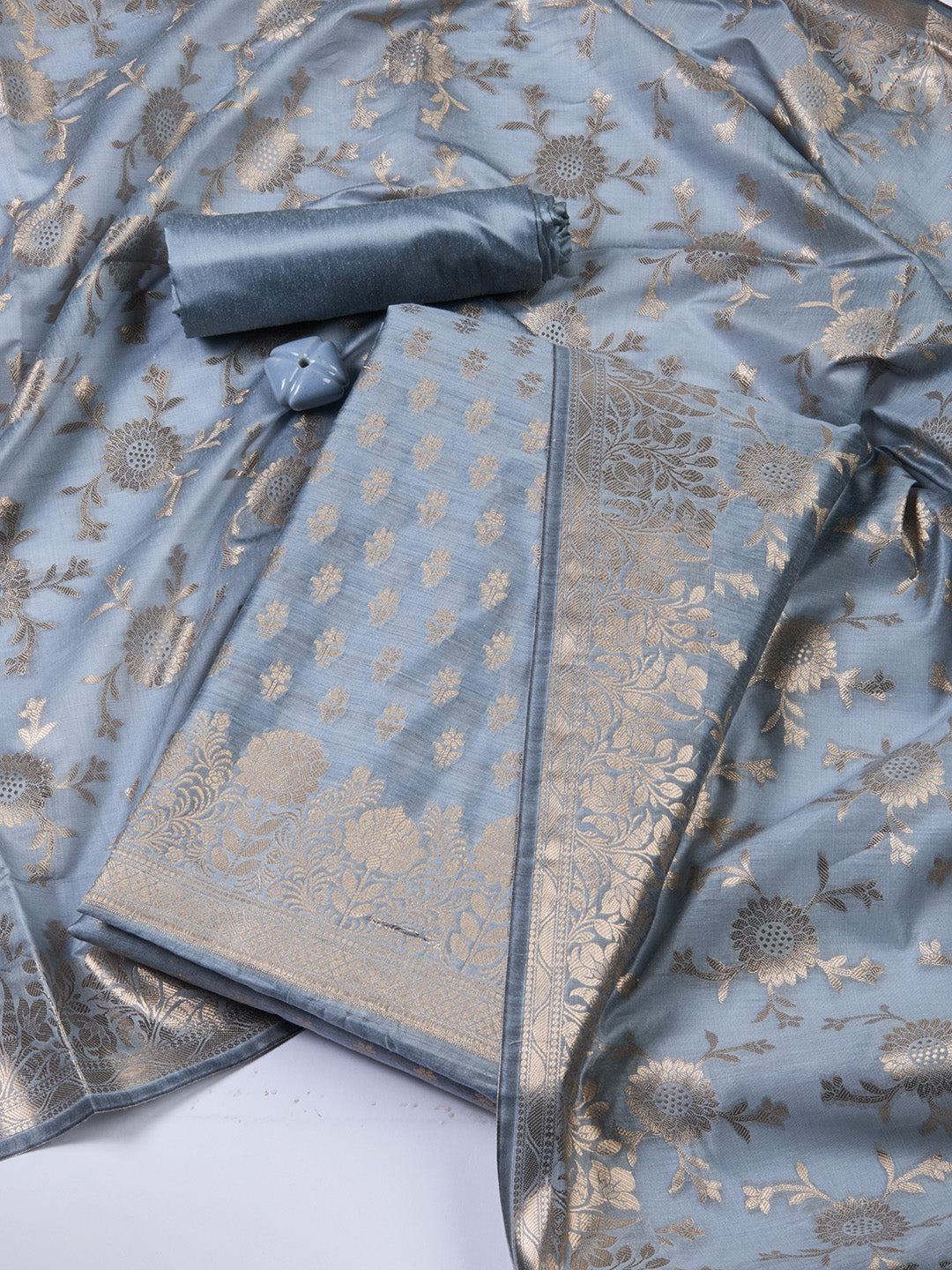 Woven Chanderi Unstitched Suit With Dupatta