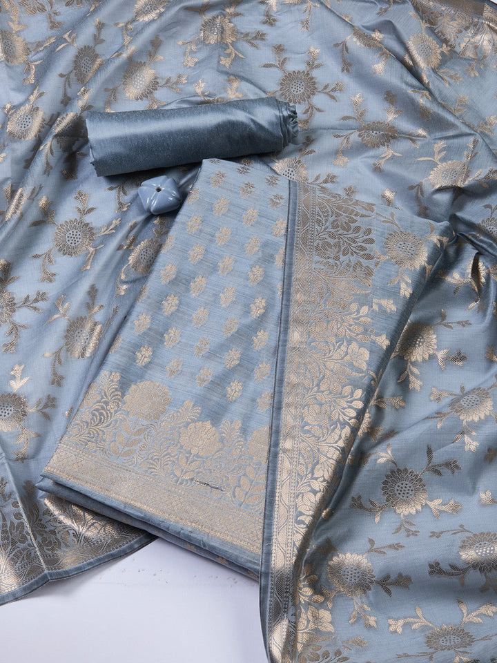 Woven Chanderi Unstitched Suit With Dupatta