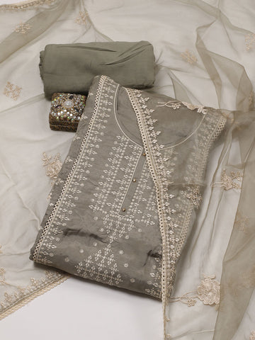 Neck Embroidered Muslin Unstitched Suit Piece With Dupatta