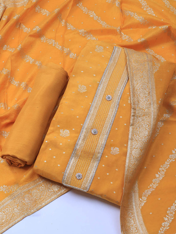 Embroidery Chanderi Unstitched Suit With Dupatta