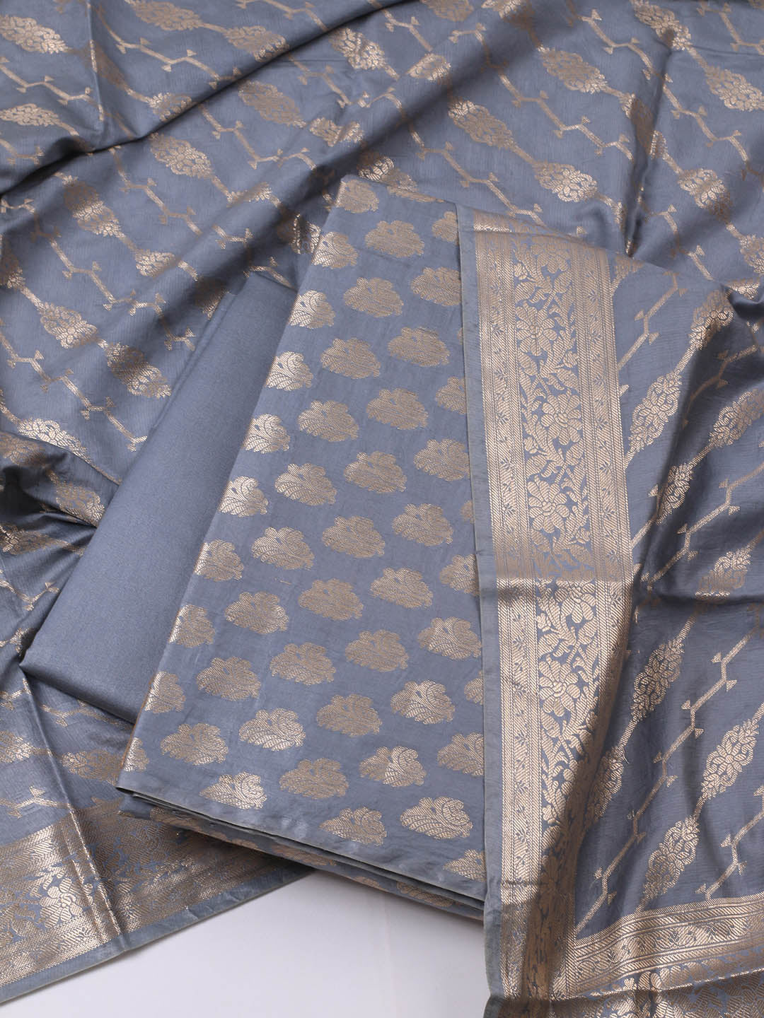 Banarasi Chanderi Unstitched Suit With Dupatta