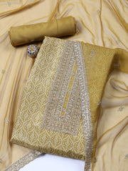 Neck Embroidered Tissue Unstitched Suit With Dupatta