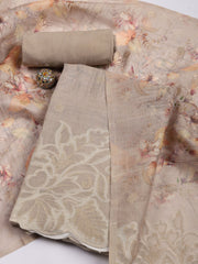 Embroidery Linen Unstitched Suit With Dupatta