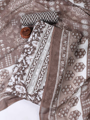 Printed Cotton Blend Unstitched Suit With Dupatta