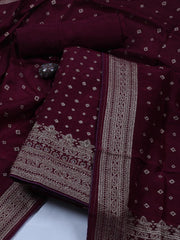 Woven Art Silk Unstitched Suit Piece With Dupatta