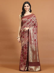 Zari Border Booti Art Silk Woven Saree