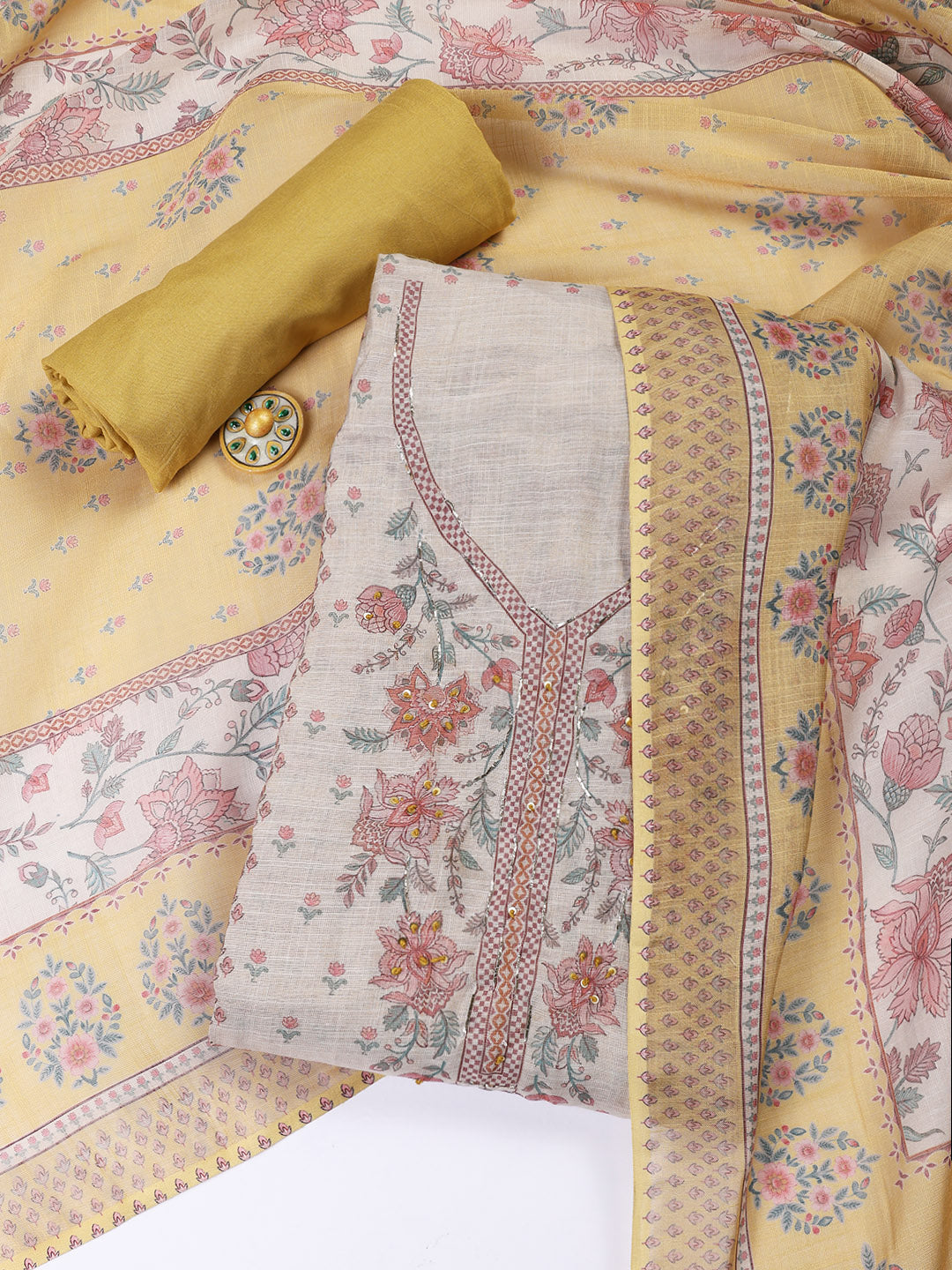 Printed Tissue Unstitched Suit Piece With Dupatta