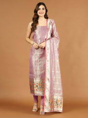 Woven Tissue Unstitched Suit Piece With Dupatta