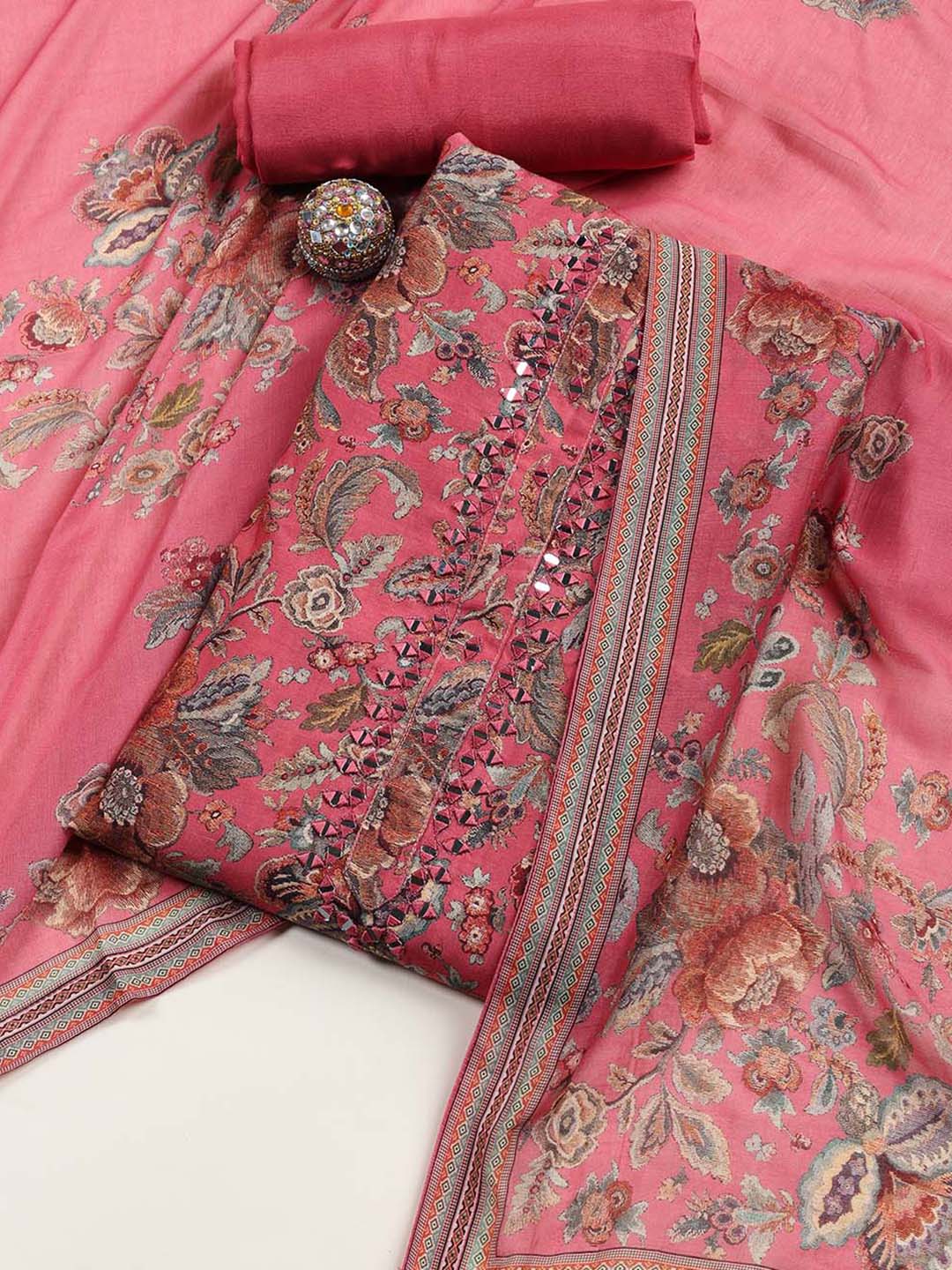 Printed Muslin Unstitched Suit Piece With Dupatta