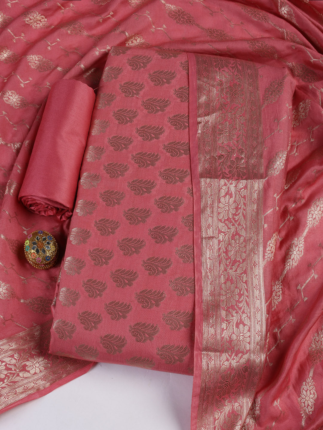 Banarasi Chanderi Unstitched Suit With Dupatta