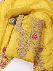 Neck Embroidered Tissue Unstitched Suit With Dupatta