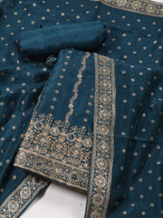 Booti Woven Art Silk Unstitched Suit Piece With Dupatta