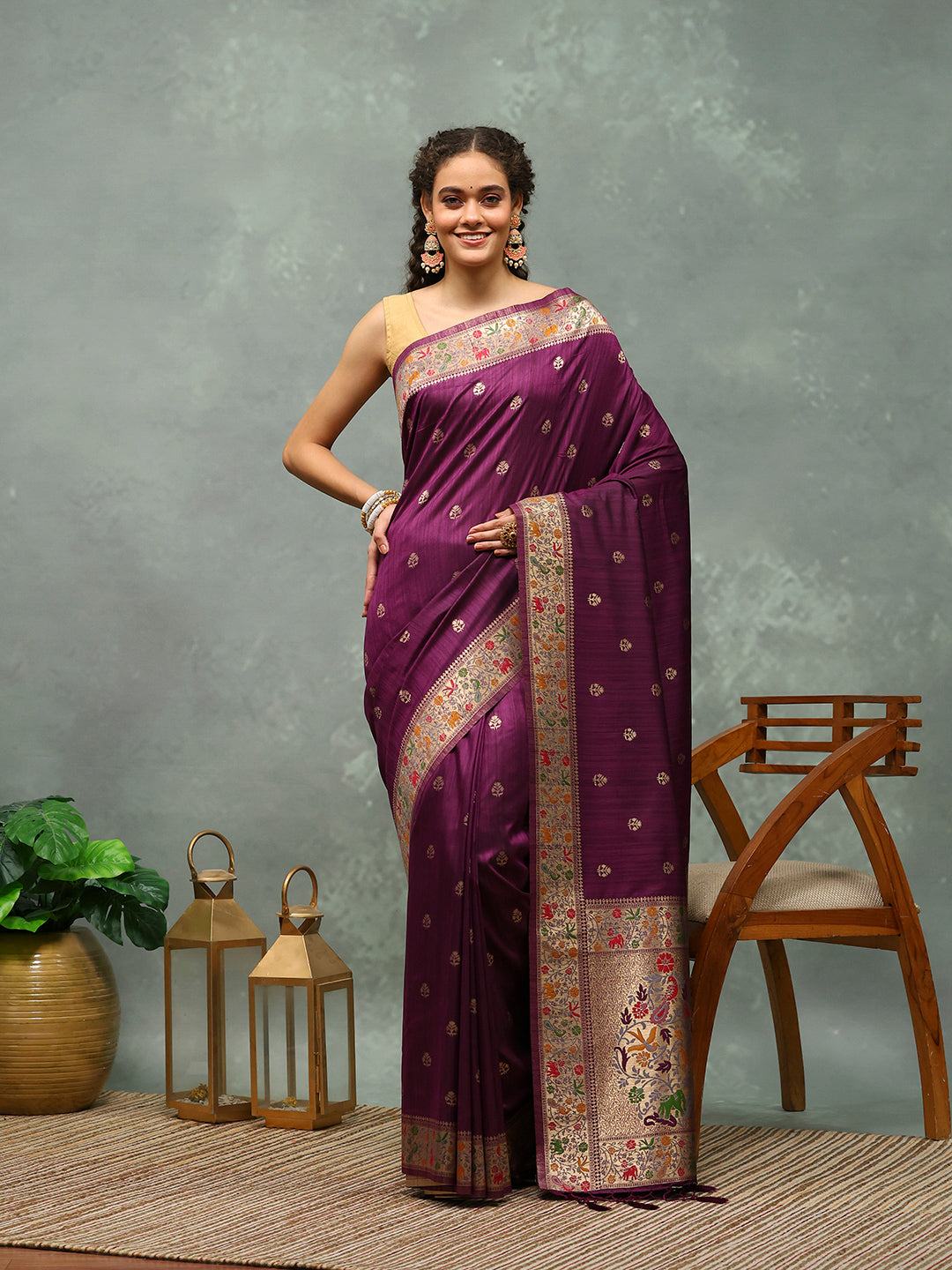 Woven Border Art Silk Saree