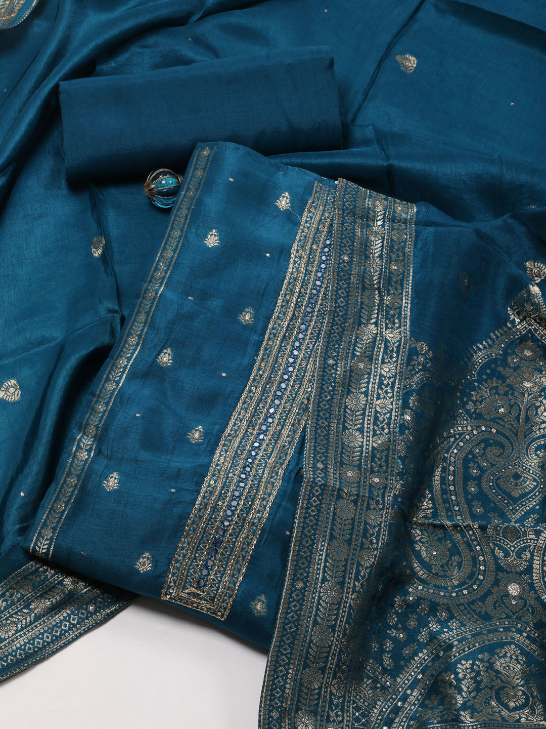 Woven Chanderi Unstitched Suit Dupatta