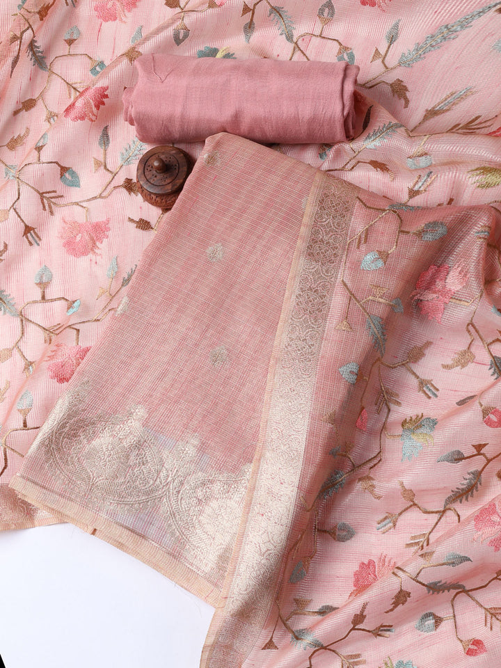 Woven Tissue Unstitched Suit With Dupatta