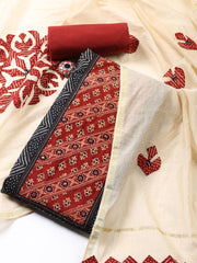 Printed Cotton Blend Unstitched Suit Piece With Dupatta