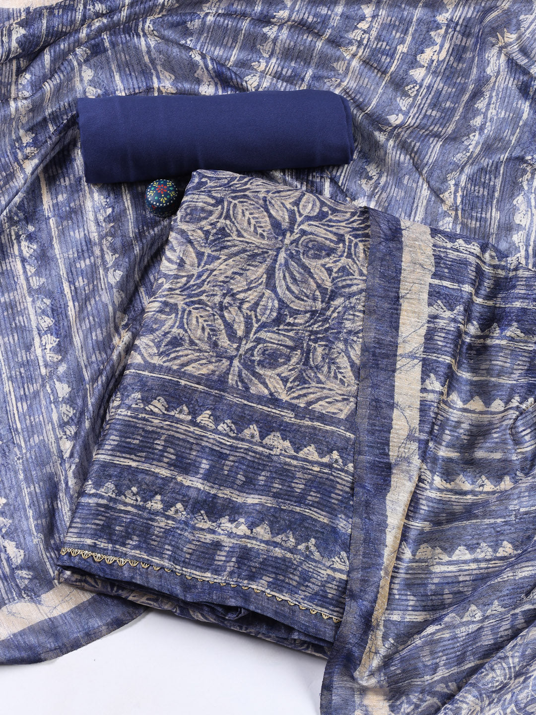 Printed Chanderi Unstitched Suit Piece With Dupatta