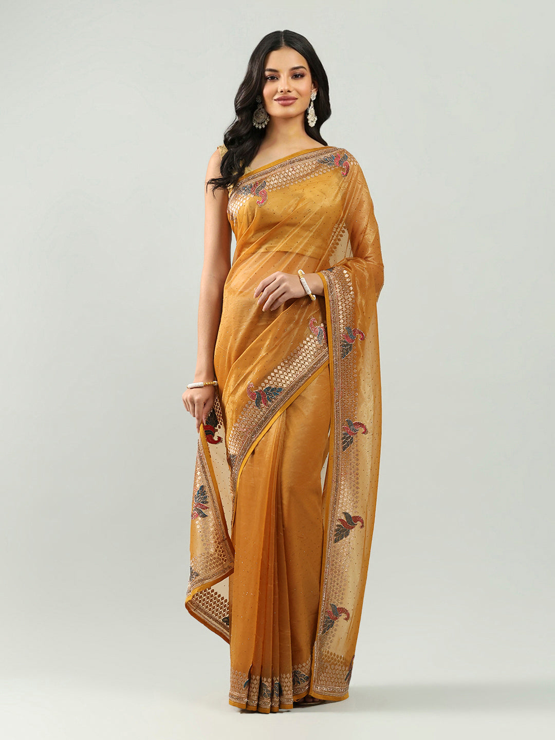 Stone Embroidery Tissue Saree