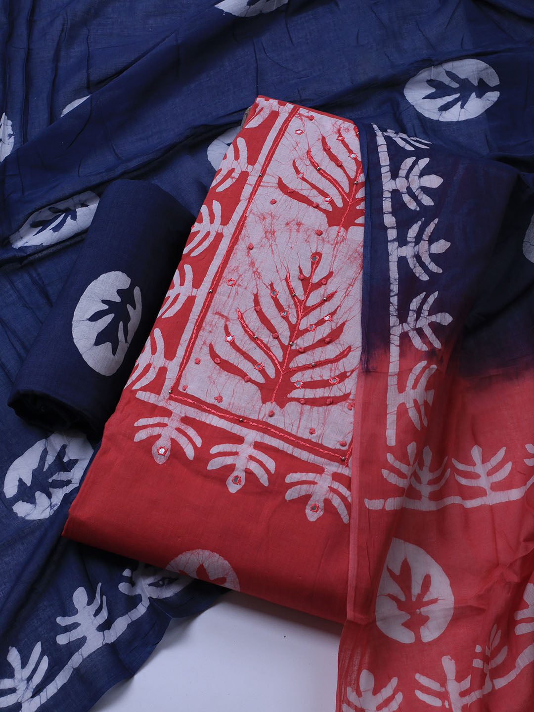 Printed Cotton Blend Unstitched Suit With Dupatta