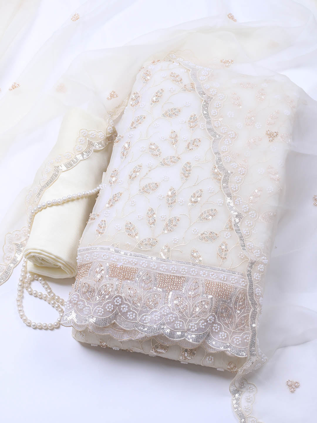 Embroidered Chiffon Unstitched Suit With Dupatta