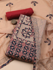 Printed Cotton Blend Unstitched Suit With Dupatta